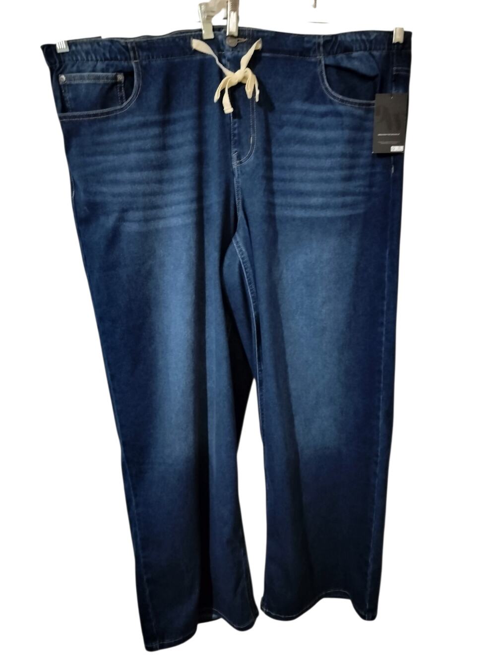 6015)Nine West Woman Dalton Wide Leg Pull On Drawstring Denim Jeans Plus 18W